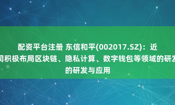 配资平台注册 东信和平(002017.SZ)：近年来公司积极布局区块链、隐私计算、数字钱包等领域的研发与应用